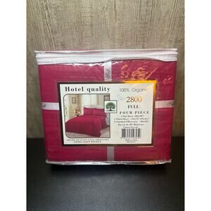 Full Size Sheet Set - 100% Organic Cotton, Red.